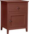 Cherry 2-tier accent table with drawer and cabinet, perfect for bedside or living room storage and decor.