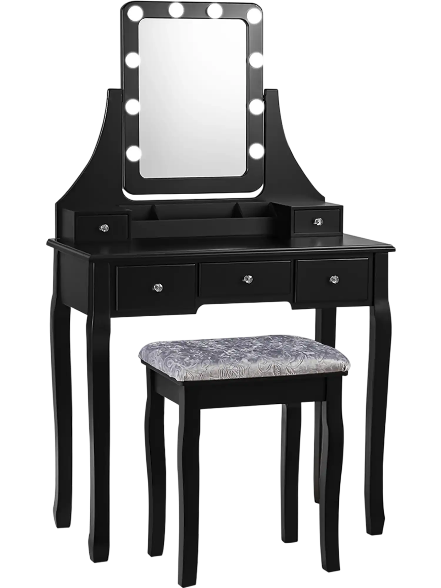 Costway Vanity Dressing Table Set w/ 10 Dimmable Bulbs & Cushioned Stool 32694180 New