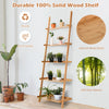 5-tier bamboo ladder shelf with natural wood grain, sturdy design, perfect for organizing plants in any room.