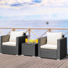 3 Pieces Patio Wicker Conversation Set with Cushion-White - Gallery View 1 of 12