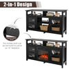 58-inch black TV stand with 2 cabinets, removable middle shelf for electric fireplace, and ample storage for home decor.