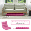 14-position adjustable folding lazy gaming sofa in pink, featuring breathable fabric and ergonomic backrest for comfort.