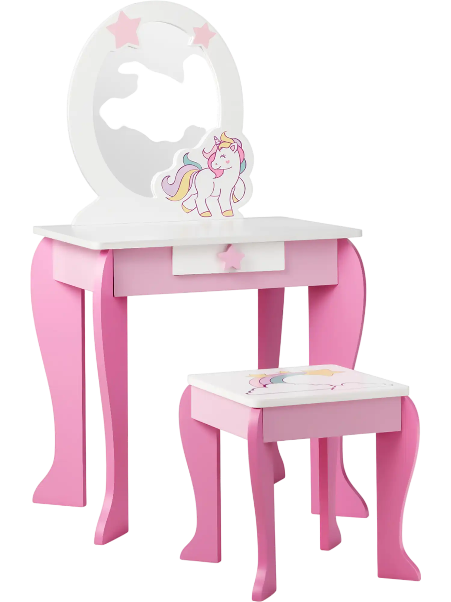 Costway Kids Vanity Set Makeup Dressing Table Chair Mirror Drawer 08729465 New