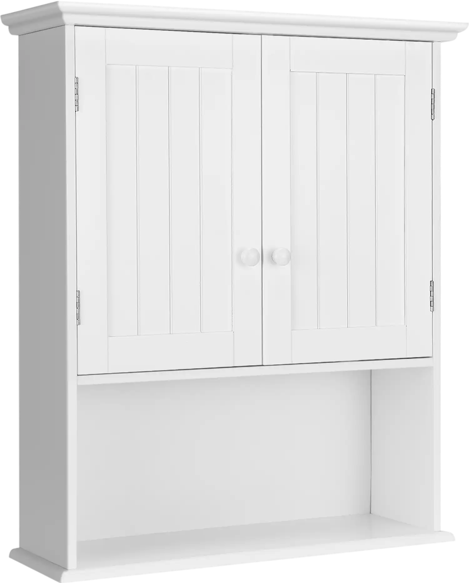Costway Wall Mount Bathroom Storage Cabinet 2-Door Open Shelf 65327018 New