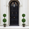 Artificial 36-inch double ball tree with UV protection, perfect for indoor and outdoor decor, featuring a stable base.