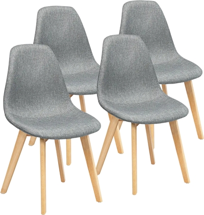 Costway 4-Piece Modern Dining Chairs Set Wood Legs Fabric Cushion Seat 82639074 New