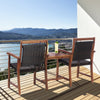 2-seat patio set featuring acacia wood chairs with rattan seats and a coffee table, perfect for outdoor relaxation.