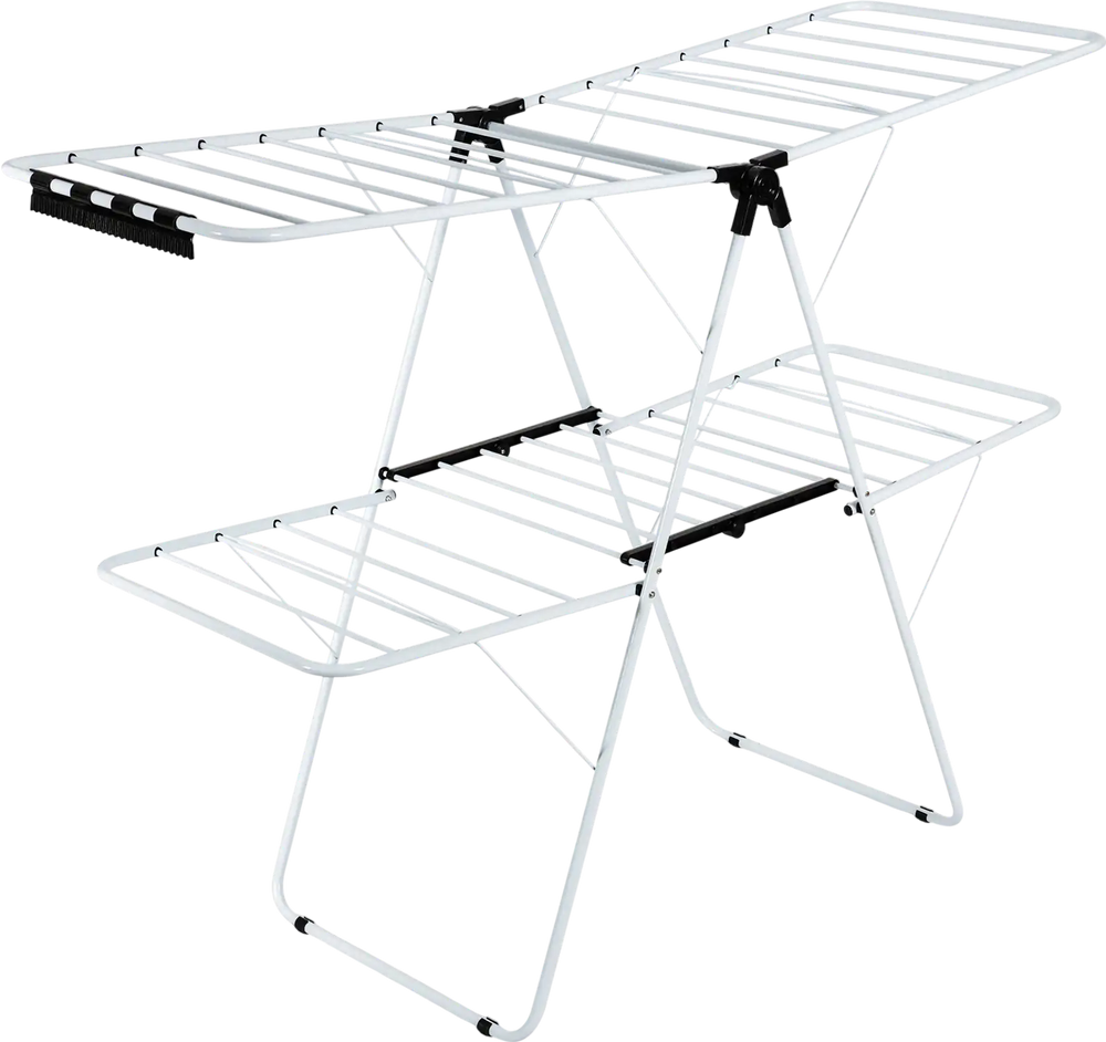 2-Tier Foldable Clothes Drying Rack with Adjustable Gullwing