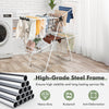 2-Tier foldable clothes drying rack with adjustable gullwing, made of durable steel, perfect for indoor and outdoor use.