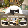 Multifunctional patio ottoman with soft cushion, made of weather-resistant PE rattan, ideal for outdoor use.