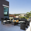4 Pieces Patio Rattan Cushioned Furniture Set with Coffee Table-White - Gallery View 1 of 12