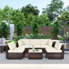 6 Pieces Patio Rattan Furniture Set with Cushions and Glass Coffee Table-White - Gallery View 1 of 10