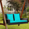 2-Person Patio Rattan Porch Swing with Cushions-Turquoise - Gallery View 1 of 11