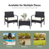 3-piece patio wicker rattan furniture set with cushions, ideal for outdoor relaxation in garden or backyard.