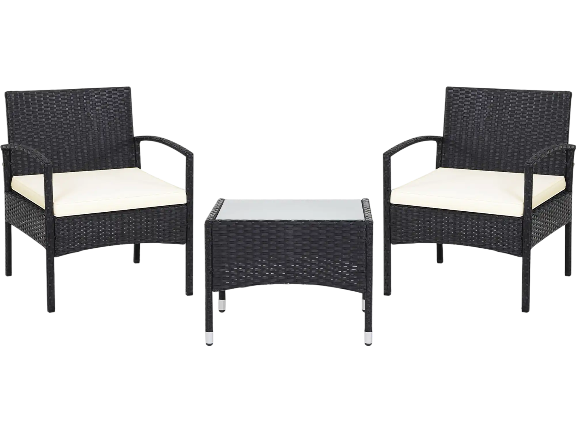 Costway 3-Pc Patio Wicker Rattan Furniture Set w/ Cushions 58367291 New