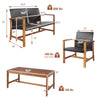 4-piece PE rattan patio furniture set with solid acacia wood, featuring a loveseat, two chairs, and a coffee table.