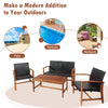 4-piece PE rattan patio furniture set with solid acacia wood, ideal for backyard relaxation and outdoor gatherings.