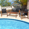 4-piece patio furniture set featuring solid acacia wood chairs and coffee table, perfect for poolside relaxation.