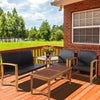 4-piece PE rattan patio furniture set with solid acacia wood, featuring a loveseat, two chairs, and a coffee table for.