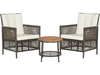 Two cushioned patio chairs with ergonomic design and fixing straps for comfort, ideal for outdoor seating and.
