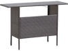 Outdoor Wicker Bar Table with 2 Metal Mesh Shelves