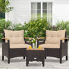 3 Pieces Patio Rattan Furniture Set with Removable Cushions-Beige - Gallery View 1 of 10