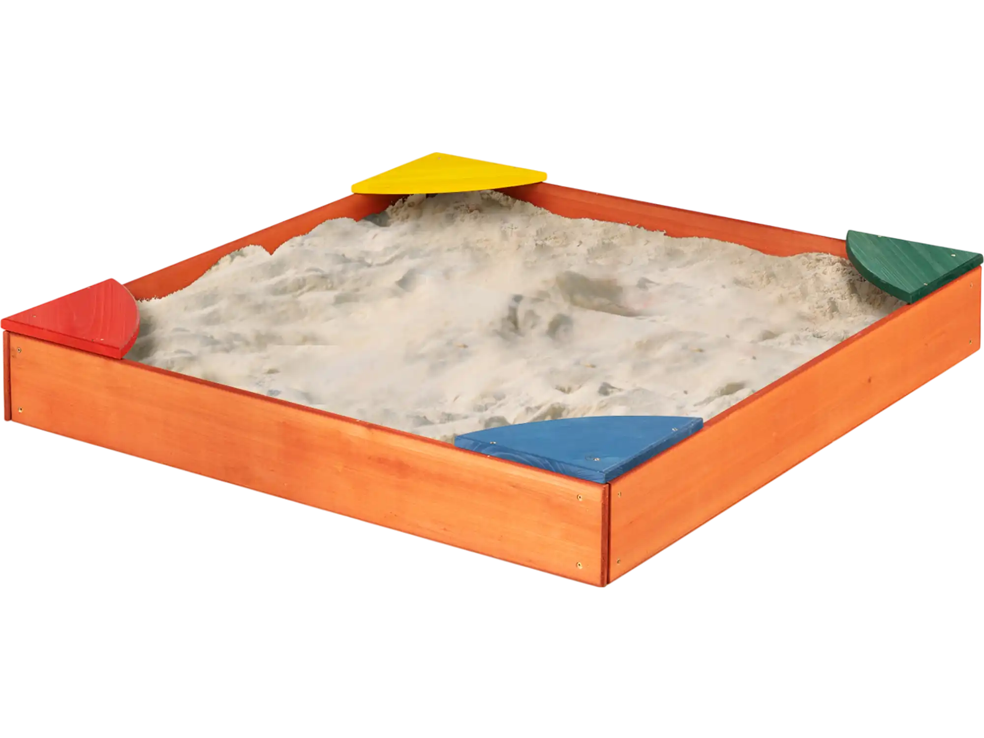 Costway Kids Outdoor Wooden Backyard Sandbox Built-in Corner Seating 54301298 New