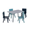 Kids wooden activity play furniture set featuring a large tabletop and ergonomic chairs, ideal for playroom use.