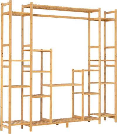 Costway 9-Tier Bamboo Plant Stand w/ Hanging Rack 42098517 New