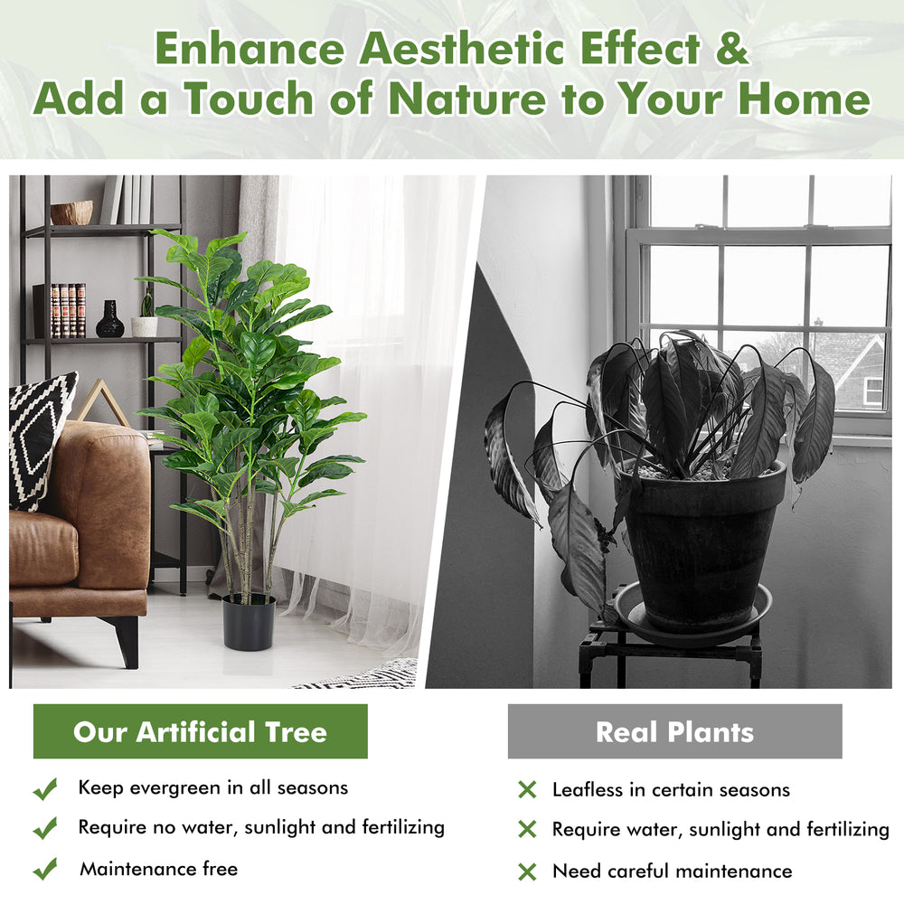 Artificial 51-inch fiddle leaf fig tree in a sturdy pot, featuring 100 large green leaves for vibrant indoor decor.