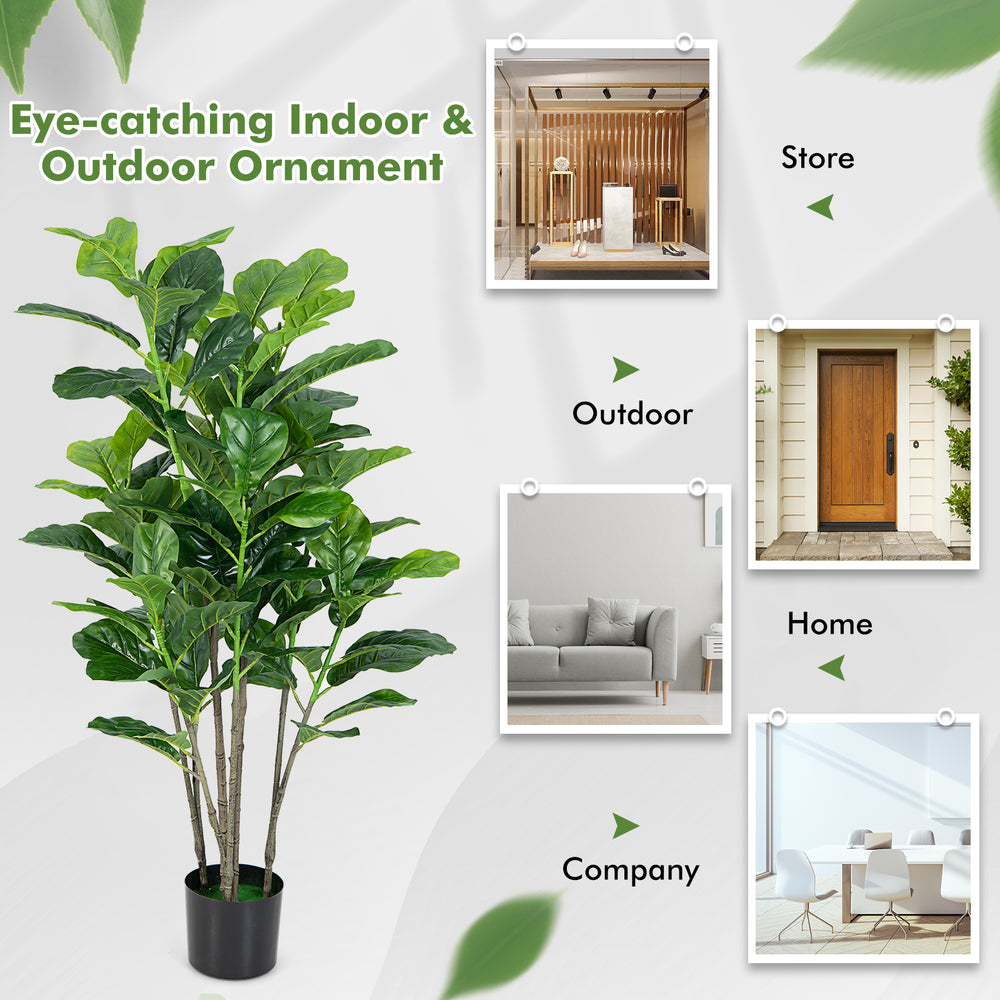 51-inch artificial fiddle leaf fig tree in a sturdy pot, perfect for indoor and outdoor decoration with vibrant green.