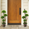 Three feet tall decorative artificial cedar topiary tree with a thick rattan trunk, ideal for enhancing outdoor.