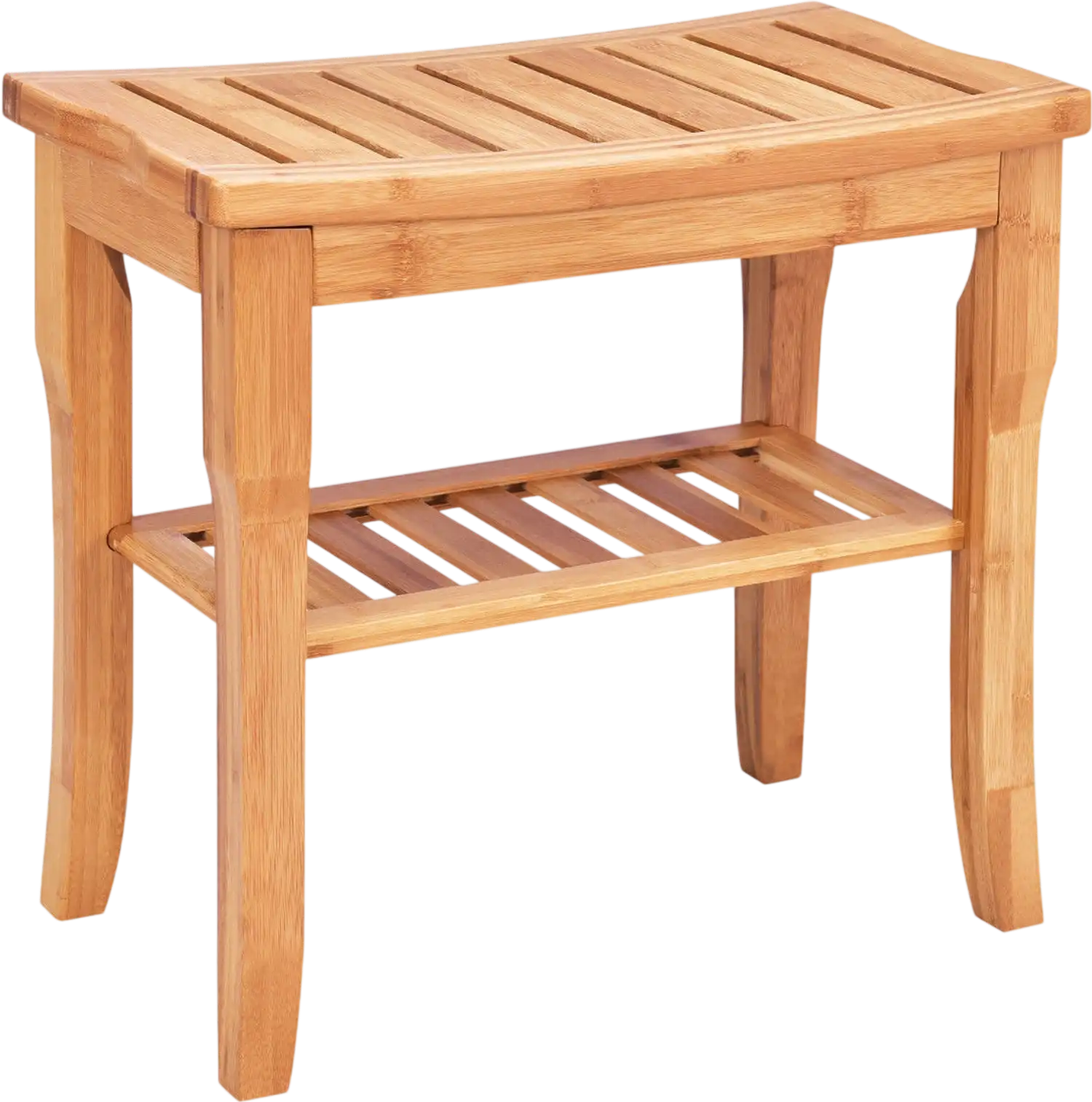 Costway Bamboo Shower Chair Bench with Storage Shelf 03798241 New
