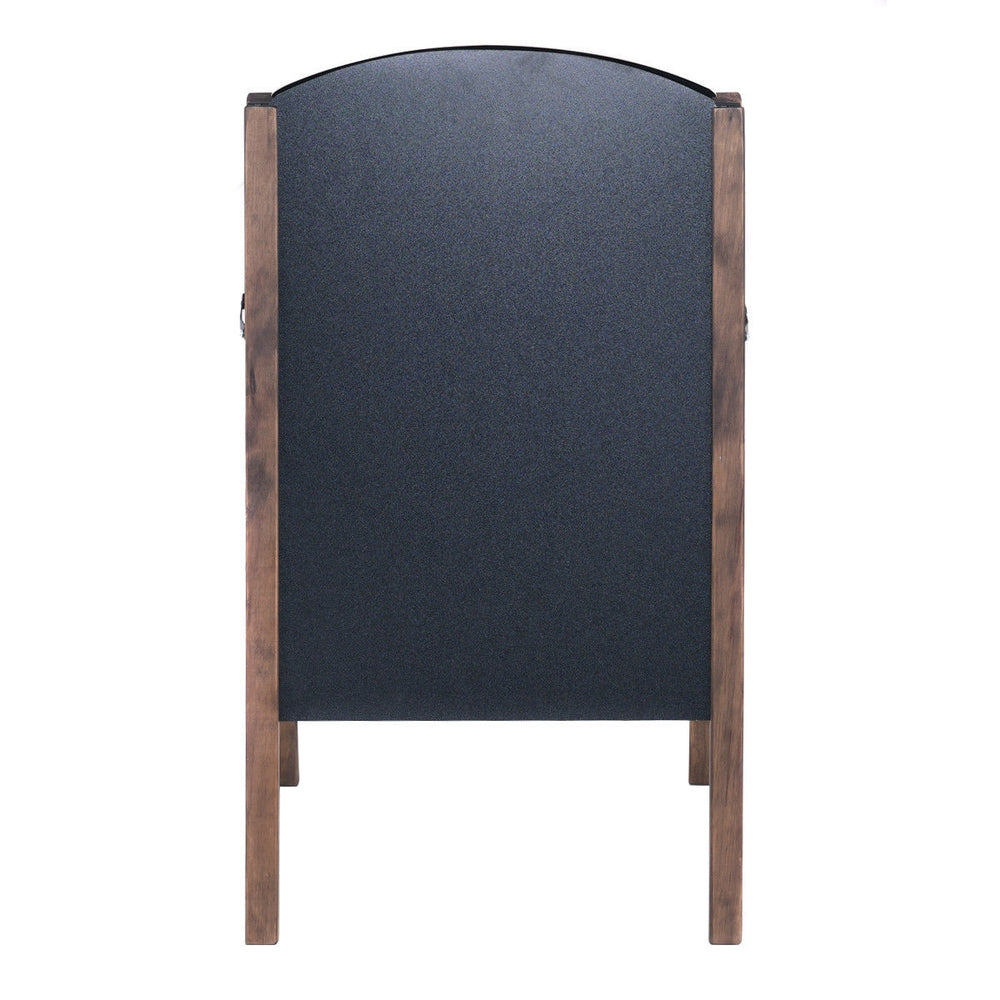 Back view of the 31.5-inch wood A-frame sidewalk signage chalkboard, featuring a solid MDF construction for durability.