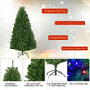 5 ft artificial Christmas tree with hinged design, dense PVC needles, and 150 pre-lit LED lights for festive decor.