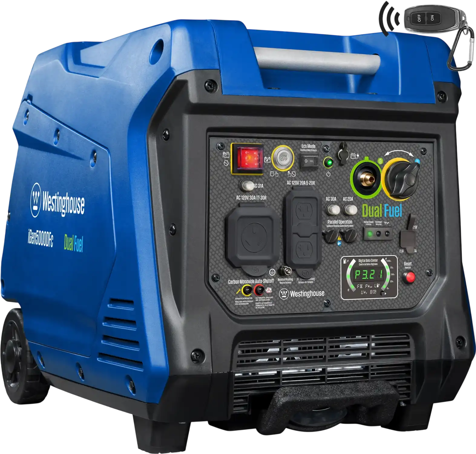 Westinghouse iGen5000DFc 3900W/5000W Generator Dual Fuel Inverter 30 Amp with CO Sensor New