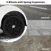 Close-up of the Volkswagen Beetle kids electric ride on car wheel showcasing 4 wheels with spring suspension for smooth.