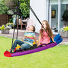 Colorful 40-inch saucer swing with pillow and handles, designed for outdoor use, perfect for kids' backyard fun.