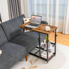 Adjustable C-Shaped Bedside Table-Rustic Brown - Gallery View 1 of 10