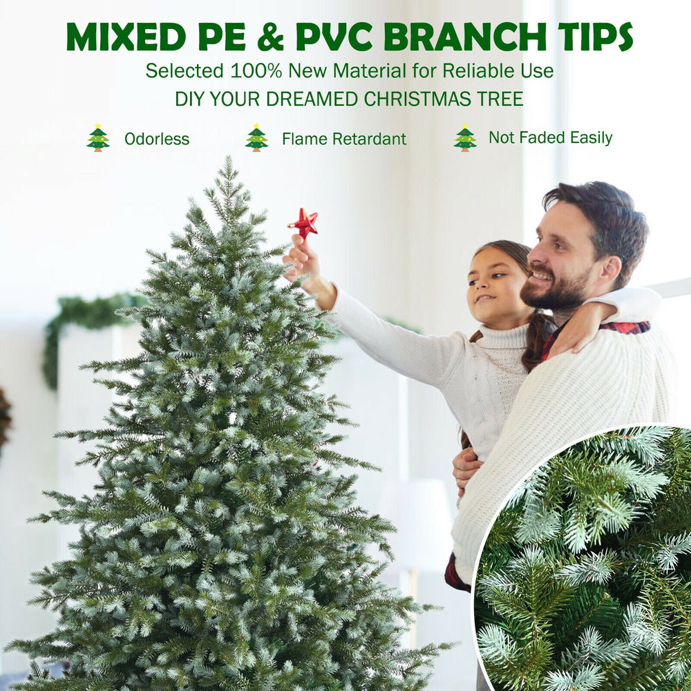 6 feet artificial Christmas spruce tree with mixed PE and PVC branches for a dense, natural look in your living room.