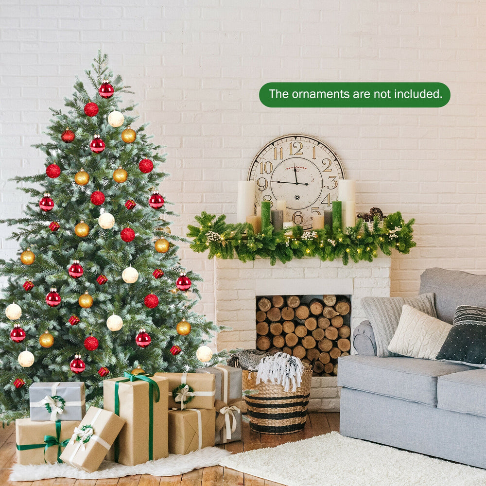 6 feet artificial Christmas spruce tree in a cozy living room setting, ideal for creating a festive holiday atmosphere.