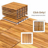 Acacia wood interlocking patio deck tiles stacked, ideal for outdoor flooring and easy DIY installation.