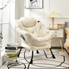 Beige modern lazy chair with thick upholstery, ergonomic design, and steel frame, perfect for reading or gaming.