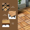 Interlocking acacia wood patio deck tiles with soft plastic mats, ideal for terrace and indoor flooring solutions.