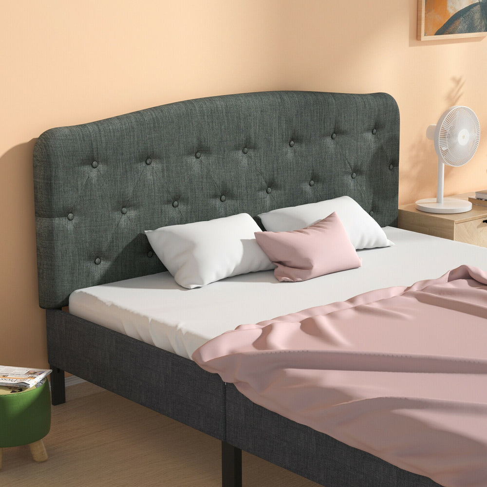 Faux Linen Headboard with Adjustable Heights-Dark Gray - Gallery View 1 of 10