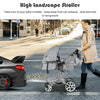 Reversible gray stroller with adjustable backrest, removable foot cover, and large storage basket for infants 0-3 years.