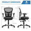 Dimensions of the ergonomic mesh office chair with adjustable back height and armrests, designed for comfort and.