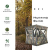 3-person portable pop-up hunting blind with vivid camouflage, durable fabric, and quick setup for outdoor use.