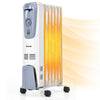 1500W oil-filled radiator with adjustable thermostat and 4 wheels, ideal for silent heating in living rooms or bedrooms.