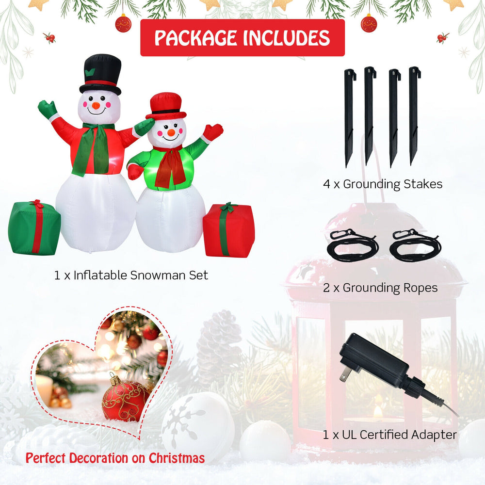 Inflatable snowman set for Christmas decoration, 6 feet tall, made of waterproof polyester, perfect for indoor and.